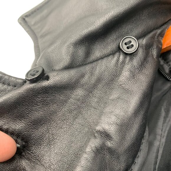 Vintage Mens Black Leather Jacket NY Classics Sports Removable Vest Collar Small - Picture 13 of 15
